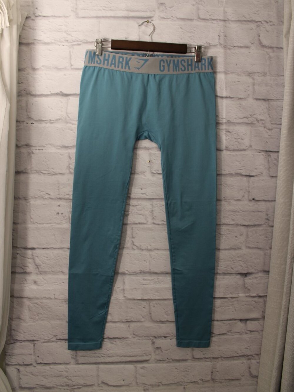 Gymshark Seamless Leggings Size Large Teal Light Blue Pull On Activewear Workout